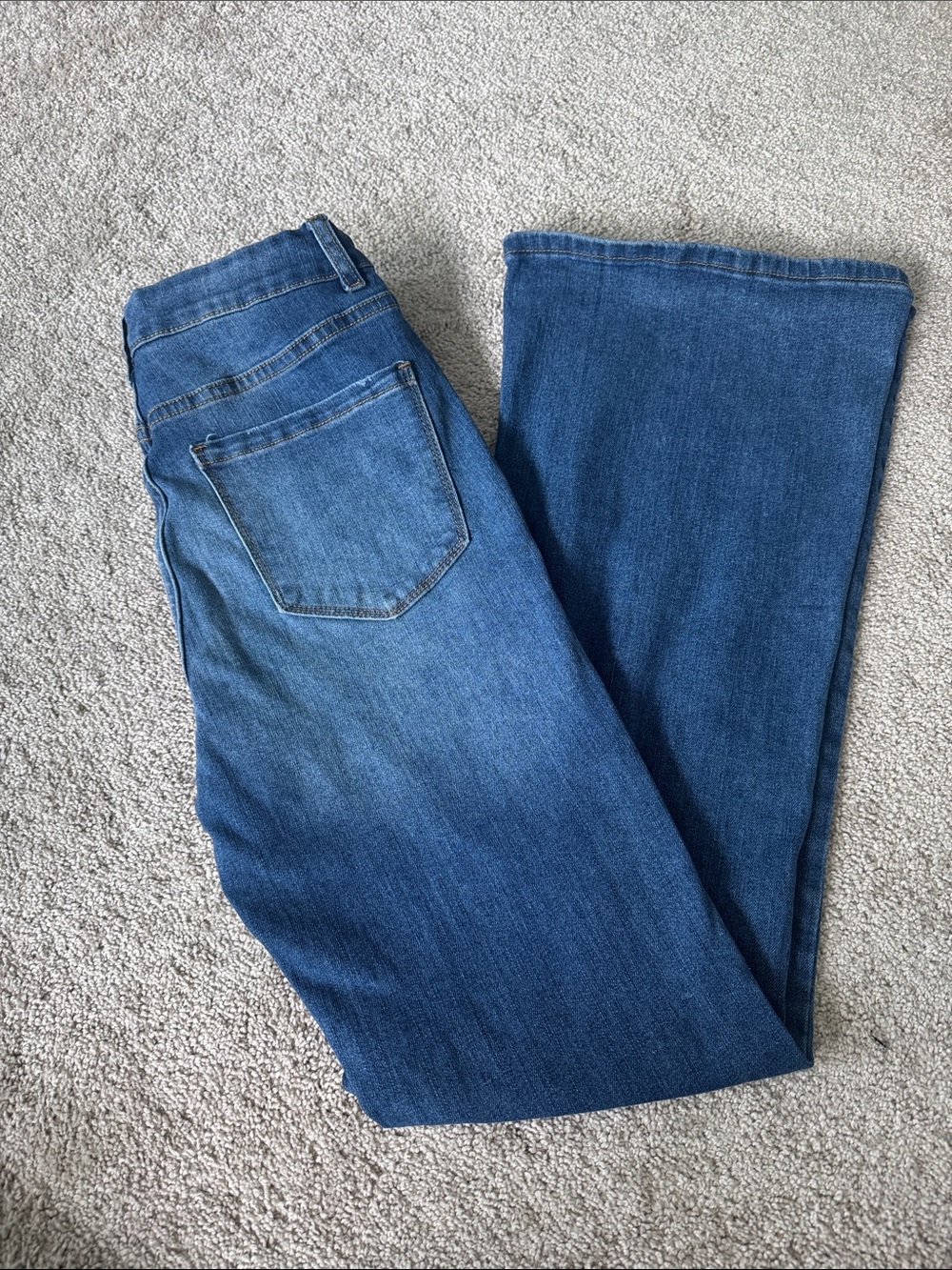 Classic Mid-Blue Flare Wide-Leg Jeans